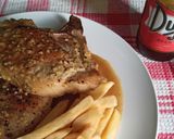 Foto del paso 4 de la receta: Costeleta de Cerdo con Papas Fritas rebozadas en un jarabe de Mostaza a la miel con vino