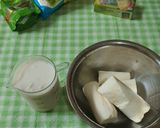 Foto langkah ke 1 dari resep Lapis Singkong Matcha Kelapa Muda Keju.