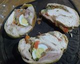 Foto del paso 4 de la receta: Panarrolladodepollo con muzzarella, panceta, huevo frito y verduras