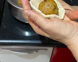 A picture of step 6 of Rajasthani aloo pyaaz kachori.
