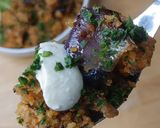 Une image de l'étape 6 de 🍠Patate douce croustillante chapelure Panko paprika fumé sauce Feta miel ail confit.