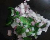 A picture of step 3 of Bendekaya pulisu/ bhindi Andhra style.