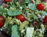 A picture of step 3 of Pesto pasta salad.