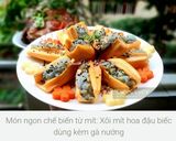 Hình bước làm 3 của món Xôi mít hoa đậu biếc dùng kèm gà nướng