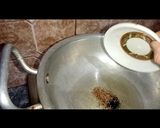 A picture of step 8 of Lahori halwa porri with aalo aur chana bhaaji.