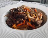 A picture of step 7 of Beef Yaki Udon 🍻.