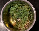 A picture of step 10 of Dill and carrot soup with fennel oil dressing.