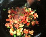 A picture of step 2 of Punjabi prawns omelette 🥚🍅.