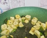 A picture of step 1 of Raw banana sabji.