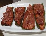Foto del paso 5 de la receta: Barcas de Pimiento Verde Rellenas de Pollo a la Pimienta con Jamón