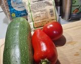 Vegán omlett, cukkinis-paradicsomos recept fázis 1 fotója
