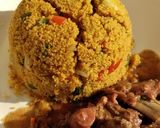 A picture of step 1 of Buttered fried cous cous.