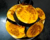 A picture of step 2 of Begun Bhaja / Paleta / Eggplant fry.