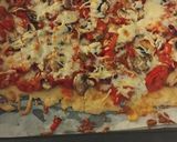 Foto del paso 7 de la receta 🍕 Pizza de pimientos y champiñones con base de garbanzos