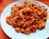 Tarhonyás,virslis lecsós egytálétel 🥘 recept fázis 7 fotója