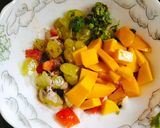 A picture of step 1 of Mango salsa.