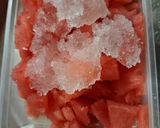 A picture of step 1 of Watermelon ice gola.