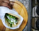 A picture of step 6 of Falafel sandwich||Falafel wrap.