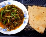 A picture of step 5 of Keema palak.