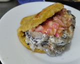 Foto del paso 8 de la receta: Arepa🥙rellena de calabacines y berenjena🍆con queso crema🧀