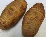 A picture of step 1 of Jalapeno popper Hasselbeck potatoes.