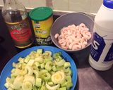 A picture of step 1 of Celery with prawns.