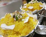 A picture of step 3 of Moong dal halwa.