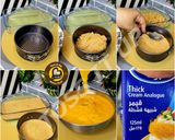 A picture of step 1 of No Bake Eggless No Gelatin No Agar agar Three Layer Mango Cheesecake.