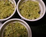 A picture of step 3 of Funghi Gratinati mushrooms with breadcrumbs.