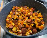 Une image de l'étape 11 de Riz aux chorizos, aubergine et poivron.