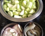 A picture of step 5 of Prawn with Tarui Or jhinge chingri.