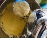 A picture of step 2 of Basbousa (semolina cake).