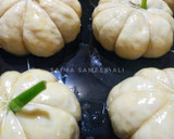 A picture of step 7 of Pumpkin style stuffed buns.