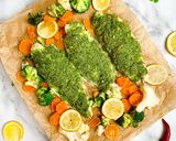 A picture of step 2 of Fish with wild garlic pesto topping.