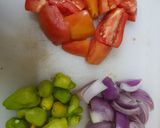 A picture of step 2 of Aalu chicken ka salan.