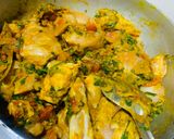 A picture of step 4 of Methi Chicken (Chicken in fenugreek gravy).