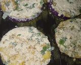 A picture of step 5 of Purple Baigan Bhaja.