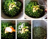 A picture of step 1 of Sarson ka Saag and makki ki Roti.