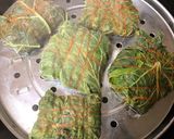 A picture of step 5 of Lau Patay Kacha Kolar Paturi (Raw Banana steam cooked in Bottle Gourd Leaves - Bong style).
