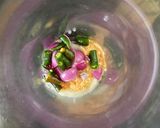 A picture of step 3 of Gondhoraj Dim / Eggs with Kafir Lime.