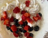 A picture of step 9 of A Pudding for HM Queen, Eton Mess in a handmade Chocolate Cup.