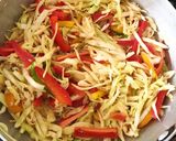 A picture of step 1 of Vege Rice paper rolls.
