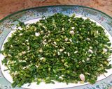 A picture of step 1 of Lahsan with baingan ka bharta.