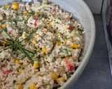 Une image de l'étape 2 de Semoule estivale au thon légumes croquants et mayonnaise.