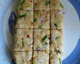 A picture of step 2 of Poha squares.