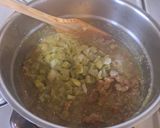 A picture of step 3 of Chicharrón with Nopales in Green Salsa.
