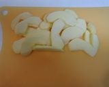 A picture of step 1 of Easy Apple Cake with a fry pan.