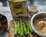 A picture of step 1 of Big green chillies pakoda. (mirchi bhajji).