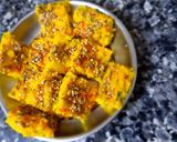 A picture of step 11 of Makai dhokla.