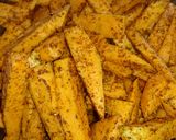 A picture of step 4 of Air Fried Coriander Chunky Sweet Potato Chips.